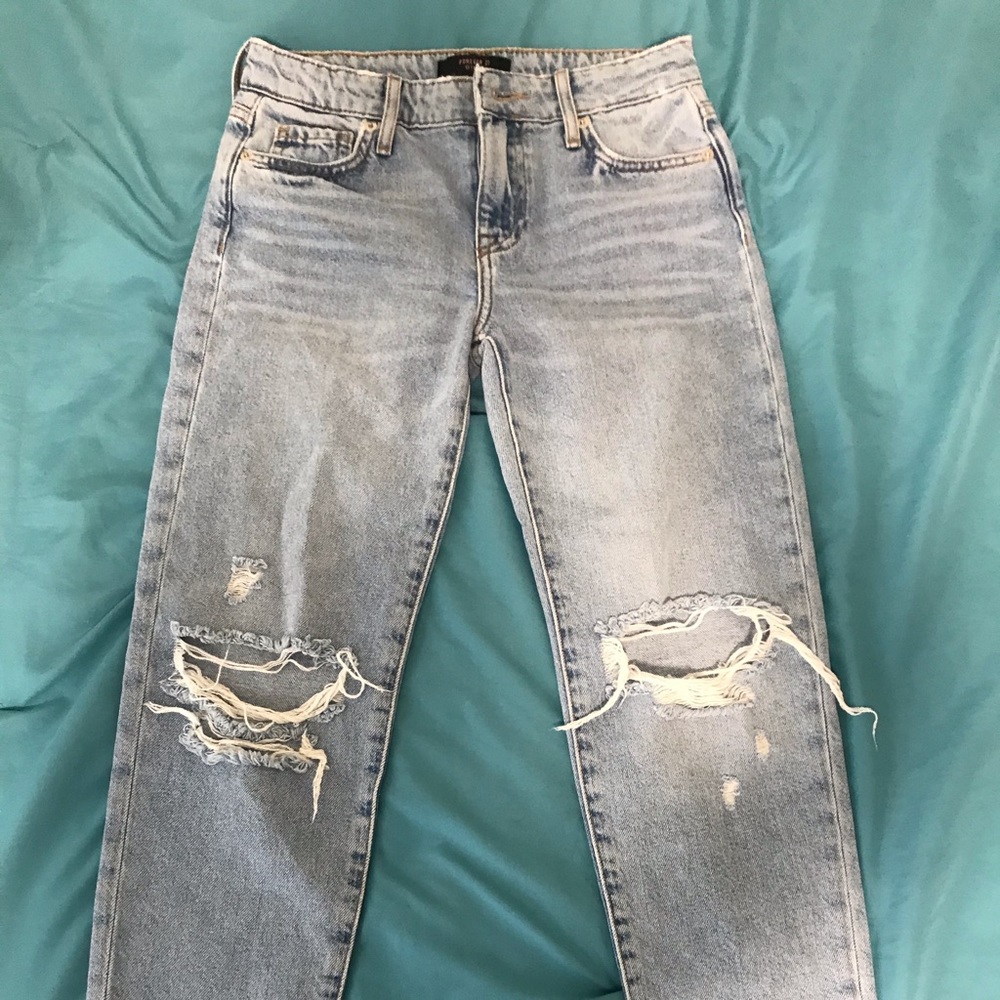 FOREVER 21 GIRLS blue white washed jeans size 9/10